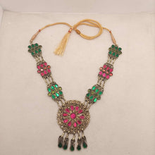 Load image into Gallery viewer, Pink and Green Glass Stones Pendant Necklace