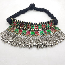 Load image into Gallery viewer, Turkmen Handmade Tribal Choker With Glass Stones and Bells