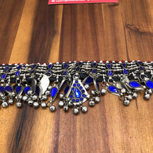 Load image into Gallery viewer, Blue Glass Stones Afghan Choker, Dangling Bells Necklace, Kuchi Choker Necklace, Boho Necklace, Ethnic Necklace