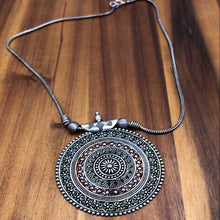 Load image into Gallery viewer, Silver Large Pendant Necklace With Chain, Silver Pendant Necklace