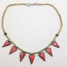 Load image into Gallery viewer, Choker Necklace, Afghan Tribal Beaded Chain Choker Necklace, Ethnic Stone Jewelry, Tribal Gypsy Jewelry, Boho Jewelry, Statement Necklace