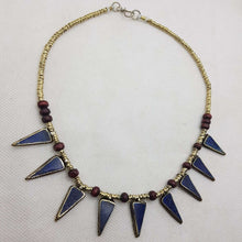 Load image into Gallery viewer, Choker Necklace, Afghan Tribal Beaded Chain Choker Necklace, Ethnic Stone Jewelry, Tribal Gypsy Jewelry, Boho Jewelry, Statement Necklace