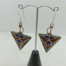 Load image into Gallery viewer, Triangle Shaped Dangle Earrings, Nepalese Earrings