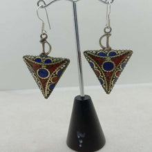 Load image into Gallery viewer, Triangle Shaped Dangle Earrings, Nepalese Earrings