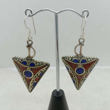 Load image into Gallery viewer, Triangle Shaped Dangle Earrings, Nepalese Earrings