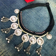 Load image into Gallery viewer, Tribal Choker Necklace With Silver Bells