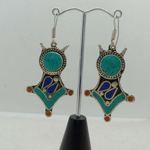 Load image into Gallery viewer, Turquoise Dangle Earrings, Nepalese Earrings, Turquoise Jewelry