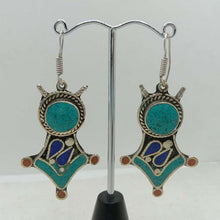 Load image into Gallery viewer, Turquoise Dangle Earrings, Nepalese Earrings, Turquoise Jewelry