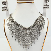 Load image into Gallery viewer, Silver Jewelry Set- Choker Necklace With Earrings
