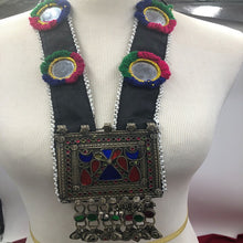 Load image into Gallery viewer, Long Straps Mala Style Pendant Necklace, Pendant With Dangling Tassels and Mirror