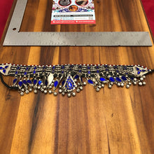 Load image into Gallery viewer, Blue Glass Stones Afghan Choker, Dangling Bells Necklace, Kuchi Choker Necklace, Boho Necklace, Ethnic Necklace