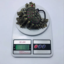 Load image into Gallery viewer, Vintage Pendant Necklace With Glass Stones and Tassels