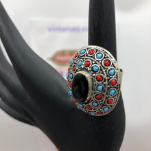 Load image into Gallery viewer, Kuchi Ring with Red and Turquoise Beads