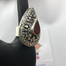 Load image into Gallery viewer, Tribal Stone Ring Embellished With Stone, Handmade Kuchi Ring