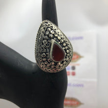 Load image into Gallery viewer, Tribal Stone Ring Embellished With Stone, Handmade Kuchi Ring