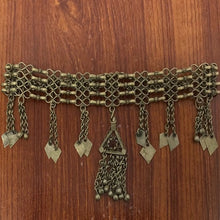 Load image into Gallery viewer, Vintage Necklace, Tribal Kuchi Antique Choker Necklace With Dangling Pendant