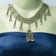Load image into Gallery viewer, Vintage Necklace, Tribal Kuchi Antique Choker Necklace With Dangling Pendant