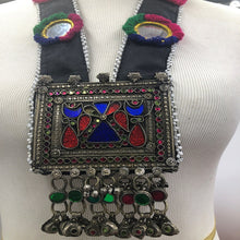 Load image into Gallery viewer, Long Straps Mala Style Pendant Necklace, Pendant With Dangling Tassels and Mirror