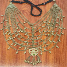 Load image into Gallery viewer, Multilayers Bib Necklace With Dangling Massive Pendant and Leaf Style Tassels