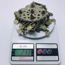 Load image into Gallery viewer, Long Tribal Bohemian Necklace With Tassels, Nomadic Silver Kuchi Pendant