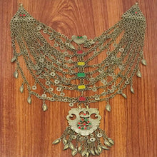 Load image into Gallery viewer, Vintage Multilayers Bib Necklace With Dangling Massive Pendant and Tassels