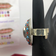 Load image into Gallery viewer, Kuchi Ring with Red and Turquoise Beads