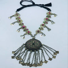 Load image into Gallery viewer, Vintage Pendant Necklace With Glass Stones and Tassels