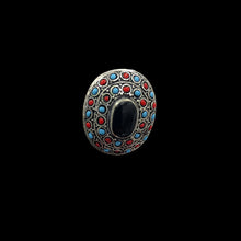 Load image into Gallery viewer, Kuchi Ring with Red and Turquoise Beads
