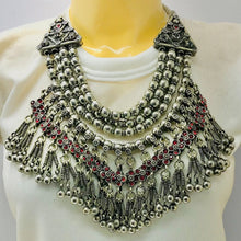 Load image into Gallery viewer, Vintage Beaded Layered Choker Necklace With Red Glass Stones