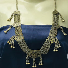 Load image into Gallery viewer, Rustic Silver Kuchi Vintage Necklace With Bells, Antique Boho Tribal Necklace