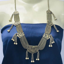 Load image into Gallery viewer, Rustic Silver Kuchi Vintage Necklace With Bells, Antique Boho Tribal Necklace