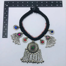 Load image into Gallery viewer, Tribal Handmade Choker Necklace With Dangling Tassels and Bells