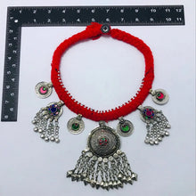 Load image into Gallery viewer, Tribal Handmade Choker Necklace With Dangling Tassels and Bells
