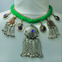 Load image into Gallery viewer, Tribal Handmade Choker Necklace With Dangling Tassels and Bells