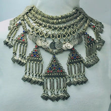 Load image into Gallery viewer, Multi Layers Beaded Choker Necklace With Dangling Pendants and Coins