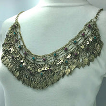 Load image into Gallery viewer, Vintage Choker Necklace With Dangling Silver Kuchi Tassels