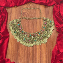Load image into Gallery viewer, Vintage Choker Necklace With Dangling Silver Kuchi Tassels