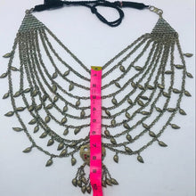 Load image into Gallery viewer, Multilayers Bib Necklace With Dangling Massive Pendant and Leaf Style Tassels