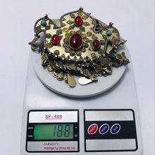 Load image into Gallery viewer, Tribal Silver Kuchi Turkman Pendant Necklace With Long Dangling Tassels