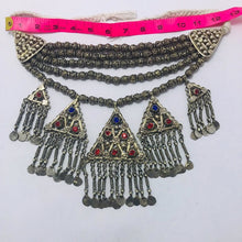 Load image into Gallery viewer, Beaded Layered Choker Necklace With Pendants And Glass Stones