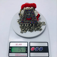 Load image into Gallery viewer, Red Kuchi Choker Necklace With Massive Pendant, Vintage Bells Choker Necklace