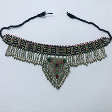 Load image into Gallery viewer, Antique Tribal Choker Necklace With Red and Green Glass Stones