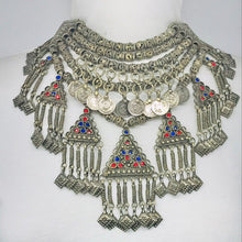 Load image into Gallery viewer, Multi Layers Beaded Choker Necklace With Dangling Pendants and Coins