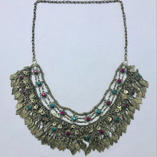 Load image into Gallery viewer, Vintage Choker Necklace With Dangling Silver Kuchi Tassels
