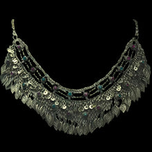Load image into Gallery viewer, Vintage Choker Necklace With Dangling Silver Kuchi Tassels