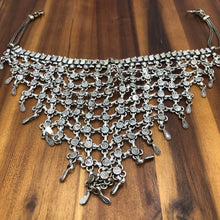 Load image into Gallery viewer, Silver Tone Ethnic Choker Necklace