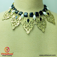 Load image into Gallery viewer, Stunning Black Stones and Motif Choker Necklace