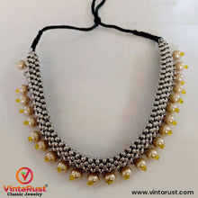 Load image into Gallery viewer, Silver Choker Necklace With Pearls, Statement Choker