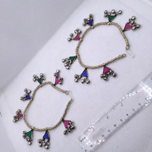 Load image into Gallery viewer, Tribal Anklets With Dangling Glass Stones and Bells