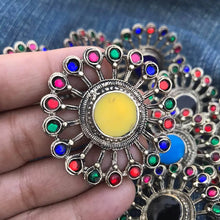 Load image into Gallery viewer, Afghan Ring, Tribal Ring With Multicolor Glass Stones